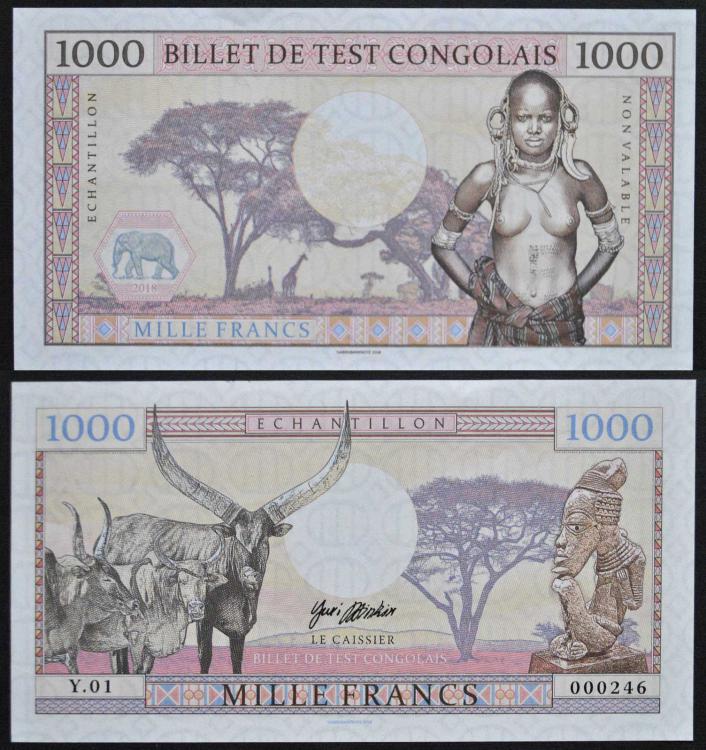 2018 - 1000 frankw - Congo - Y.01 000246