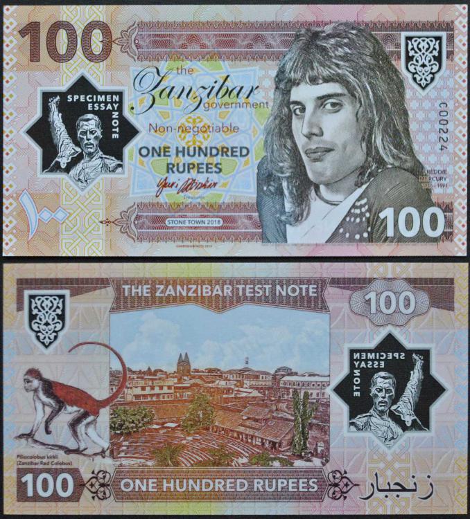 2018 - 100 rupii - Zanzibar - Freddie Mercury - F00266 (polimer)