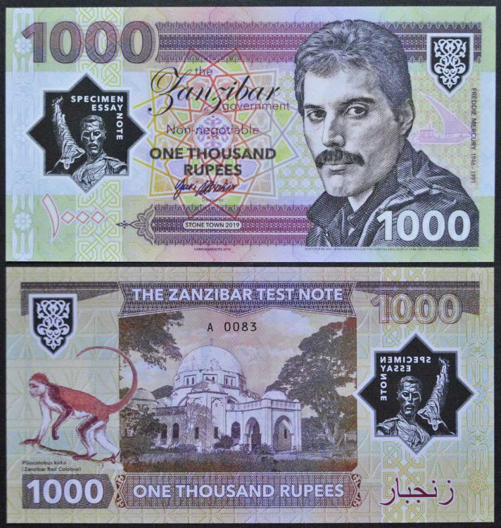 2019/006 - 1000 rupii - Zanzibar - Freddie Mercury (polimer)