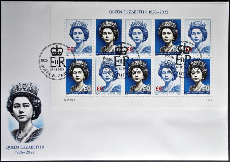 2022 - 0£/0Є - Queen Elizabeth II (1926-2022) 10 stamp 1A FDC