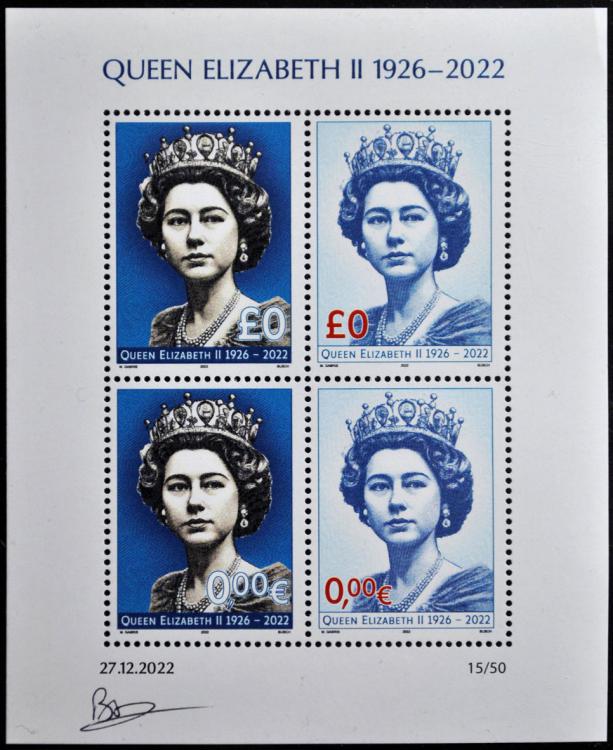 2022 - 0£/0Є - Queen Elizabeth II (1926-2022) A + sygnatura B.B.