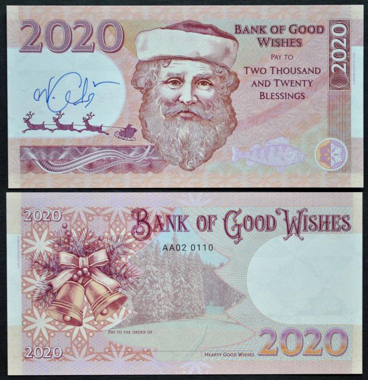 2019/034s - PF 2020 - Bank of good wishes - seria AA02 0109 + autograf