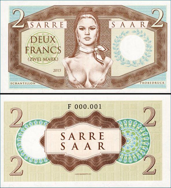 2015 - 2 franki / 2 marki - SAAR - Brigitte Bardot - seria B000.024